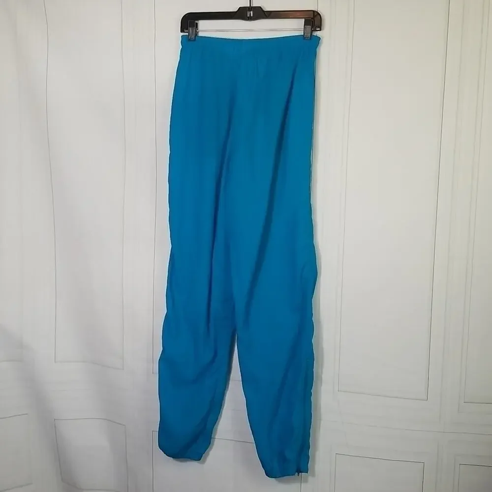 NIKE WMS Medium Vintage 90's Teal Windbreaker Lightweight Track Pants Joggers